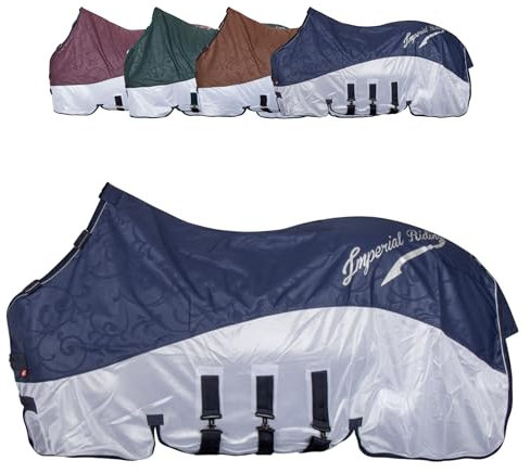 RL24 - Regen- & Fliegendecke 600D IRHSuper-Dry von Imperial Riding – Pferdedecke mit Mesh, Bauchklappe & Schweifklappe – atmungsaktive Regendecke für Pferde in Navy – Größe 165cm