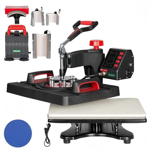 LetCart 8-i-1 Heat Press Machine 40 x 30 cm 360 Swing Away Heat Press Machine värmeöverföringsmaskin för T-shirts Mug EU 220 V