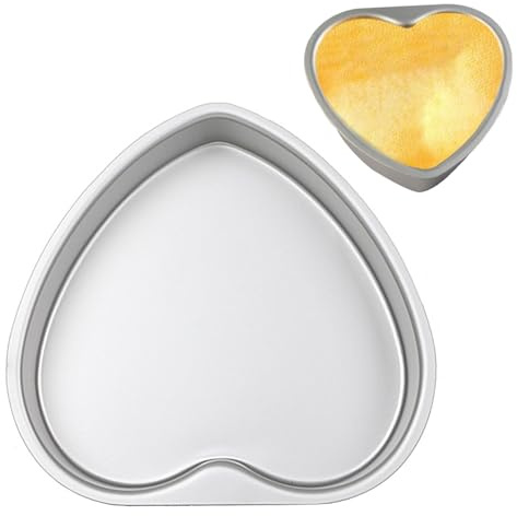 Hintyne Moldes para pasteles con forma de corazón de 20 cm antiadherentes fáciles de limpiar de aluminio ideales para San Valentín bodas y cumpleaños.