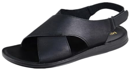 MGGMOKAY Sandales en cuir pour homme Sandales à lanières croisées Chaussures souples et confortables pour l'été