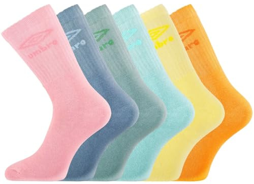 Umbro Calzini (Set di 6) da uomo, Giallo pallido/azzurro/lilla/verde/arancione/rosa chiaro, 39-42