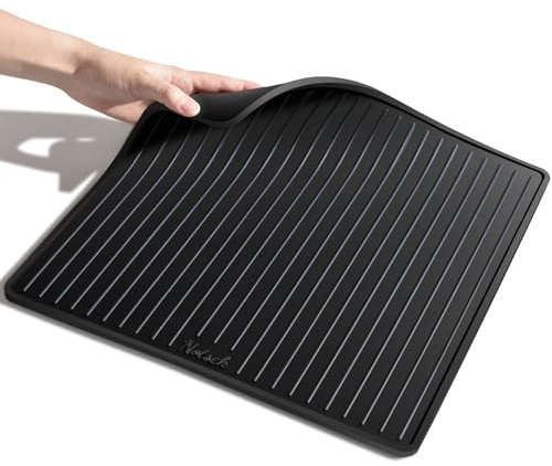 NOTSEK Unterlage Kaffeemaschine für Sage 875/880 Schwarz, 35x35cm Silikonmatte, 0.6cm Erhöhte Lippe Auslaufsicher, Anti-Rutsch, Abtropfmatte für Kaffeevollautomat
