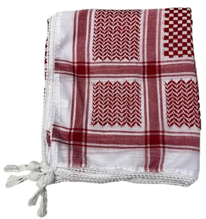 Tradizionale Arafat Keffiyeh Sciarpa Per Gli Uomini Da Indossare Quotidiano Con Motivo Quadrato Unico Sciarpa Deserto Arabo Shemagh Per Gli Uomini Accessorio Da Vi, Scopino a sfera quadrata, Taglia