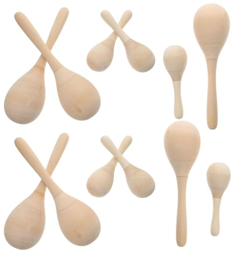 Maracas en Bois à Peindre 12 Pièces, Jouet Musical pour Garçon et Filles