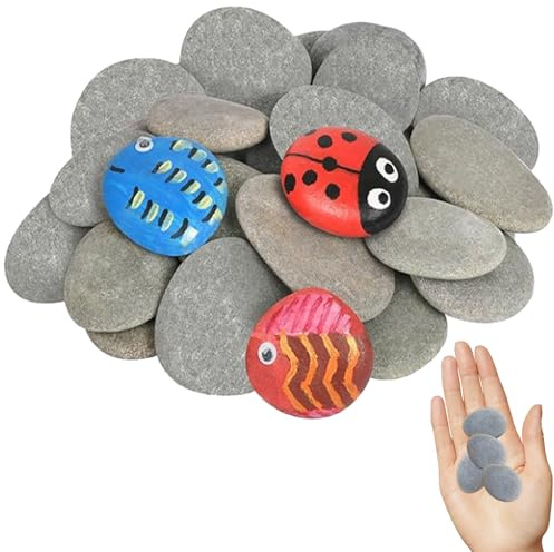 50 pietre da dipingere, 3-5 cm, pietre piatte da dipingere, ciottoli naturali da dipingere, pietre di fiume lisce, pietre decorative per lavori di bricolage, pittura colorata
