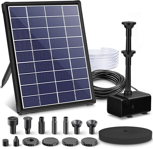 Biling 6.5W Solar Fountain for Bird Bath, Solar Water Pump with Multiple Nozzles, Solar Water Feature for Garden Yard Small Fish Pond, Attracts Birds with Flowing Water