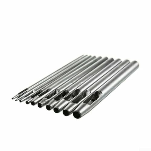 Set di 5 punzoni cavi per cuoio, utensili da taglio rotondi in acciaio, per guarnizioni, plastica, gomma, vinile, pelle, artigianato, abbigliamento, borse, tela, giacche