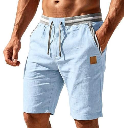 Mens Casual Cargo Shorts, Mens Elastic Waist Drawstring Shorts, Fashion Pocket Casual Short Pants, Relaxed Fit Knee Length Short Pants, Adjustable Waist Summer Bottoms, Outdoor Leisure Trousers