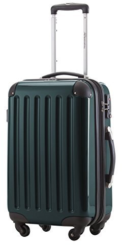 HAUPTSTADTKOFFER Alex - Handgepäck, 55 x 38 x 23 cm, 4 Rollen, 42 Liter, Reisekoffer, Hartschalenkoffer, Rollkoffer, Bordgepäck Koffer, erweiterbar, Waldgrün