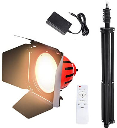 Film Spotlight Photography Studio Lighting, Red Head Continuous Video Spotlight with Light Stand, 3000K-6500K Dimmable Fill Light for Youtube Photo Video Studio Portrait Shooting, 1 Set