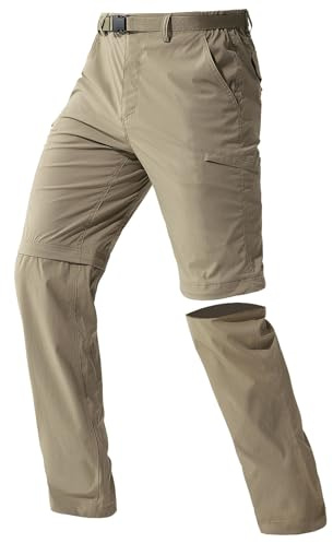 FREE SOLDIER Men's Outdoor Convertible Hiking Pants with Belt Lightweight Quick Dry Tactical Cargo Pants Nylon Spandex (Mud 38W x 32L)