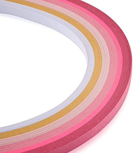 Craftdady 1 200 remsor quilling pappersremsor 530 x 5 mm gradvis rosa för gör-det-själv handgjorda hantverk festdekoration