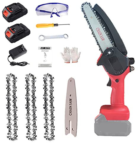 Mini Motosierra Bateria,24V 6-in Motosierra Eléctrica Sin Cable, motosierra de mano, Tijeras de Podar Inalámbricas Operado con Una Mano Motosierras Eléctrica Portátil Sierra Eléctrica for Corte