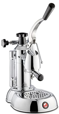 La Pavoni Lever Handle Coffee Maker with a Capacity of 0.8l from Smeg Stradivari Europiccola Lusso LPLSTL01EU, Chrom/Schwarz