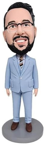 mydedor benutzerdefinierte Bobble-Heads Figuren blauen Anzug Mann angepasst Puppe, 6-Zoll-Bobble Head handgefertigt personalisierte Auto Armaturenbrett Geburtstag Geschenk