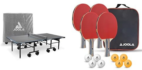 JOOLA Tischtennisplatte Outdoor Aluminium PRO Wetterfest mit Tisch Abdeckung & Unisex – Erwachsene Tisch Tennis-Set-54825 Tennis-Set, mehrfarbik, One Size