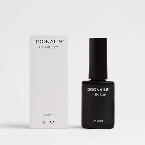 Doonails – UV Top Coat schützt & verlängert die Haltbarkeit von Nagellack, Nail Strips, Chrome Powders & mehr – No Wipe Überlack mit Hochglanz-Finish – splitterfeste Versiegelung transparent (12ml)