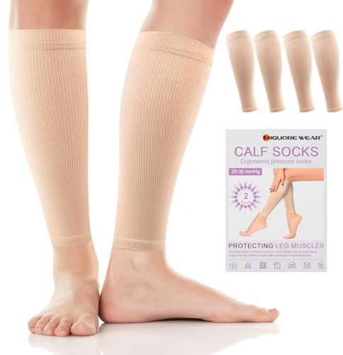Migliore Wear 2 paia di calze a compressione da uomo e da donna, 20 – 30 mmHg | Classe 2 calze a compressione medica, supporto graduato, calze per trombosi