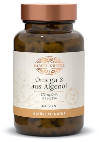 Omega 3 Kapseln Vegan mit 500 mg Omega 3 aus Algenöl, davon 375 mg DHA & 125 mg EPA (30 Stk) Hohe Bioverfügbarkeit durch Triglycerid-Form, Naturheilkunde BÄRBEL DREXEL