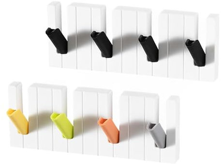 AABDTYYD 2 Pieces Key Holder for Wall Self Adhesive,Key Hooks Wall Mounted,No Drill Wall Hook with 4 Hooks,Key Hook for Entrance Area,Kitchen,Office,Bathroom,Living Room