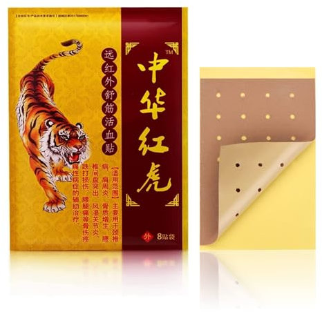 Parches de Calor para Alivio del Dolor - 80 Piezas | Parche de Tigre Chino con Infrarrojo Lejano | Parches Térmicos para Espalda, Rodillas y Articulaciones | Terapia de Calor y Acupuntura Natural