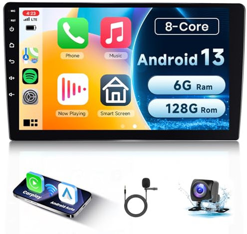 8 Core 6GB+128GB Android Car Radio Double Din with Carplay Android Auto,Hodozzy 10 Inch Touchscreen Double Din Car Stereo with GPS Navigation WIFI Bluetooth 5.0 FM/RDS Radio USB SWC + Backup Camera