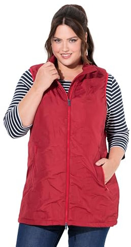 Ulla Popken Damen große Größen Übergrößen Plus Size HYPRAR Weste, wasserabweisend, Stehkragen, 2-Wege-Zipper salsa 54+ 834959530-54+