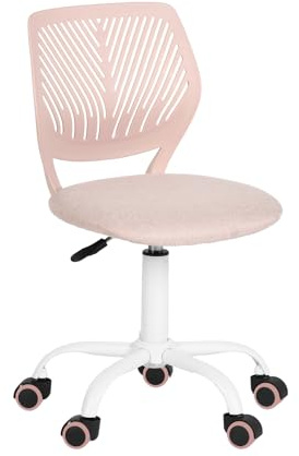 FurnitureR Office Chair Desk Chair Adjustable Height Swivel Fabric Seat Ergonomic Work Chair without Armrest, Molandi pink