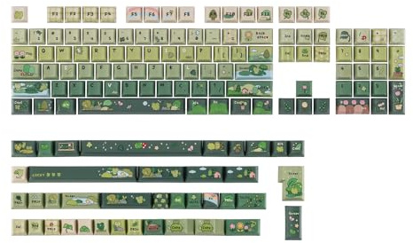 KiiBoom X Cosydiaries Rainy Froggy Day Keycap Set, 144 Keycaps | PBT Custom Keycaps for Mechanical Keyboard, Compatible with ANSI/ISO, 60%, 65%, 75%, TKL, Full-Sized Layout (Cherry Profile)