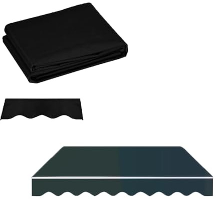 Toldo retráctil manual de tela de 12 x 8 pies y 15 x 10 pies, cubierta de repuesto para parasol para exteriores para patio y restaurante, lona, protección UV (negro, 2,5 x 1,5 m)