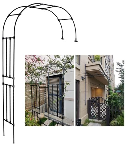 Enrejado de arco de jardín de metal resistente a la intemperie para plantas trepadoras, diseño de medio lado, tamaños: 16 x 7 pies, largo 5,9 x alto 2,2 m, largo 6,5 x alto 2,2 m, y decorativo