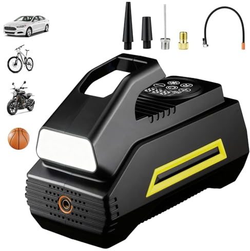 Mcbazel Inflador de Neumáticos Inalámbrico, Compresor de Aire Portátil, Hinchador Ruedas Coche Recargable USB-C con Parada Automática, Pantalla LCD, Luz LED SOS para Coche, Moto, Bicicleta, Patinete