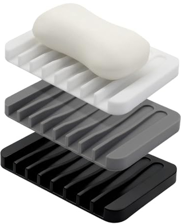 3 Pezzi Portasapone in Silicone con Drenaggio, Saponiera Antiscivolo e Resistente, Seifenschale Facile da Pulire, Ideale per Bagno, Doccia e Cucina, Portasapone con Scarico, Durevole e Igienico