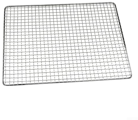 Griglie per barbecue, in acciaio inox, quadrate, con fori per grigliare barbecue, griglia in ferro zincato per barbecue per pesce, carne e verdure (50 x 35 cm)