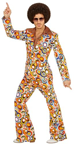 W WIDMANN MILANO Party Fashion - Costume Costume des années 70, veste et pantalon, hippie, reggae, flower power, disco fever, costumes de carnaval