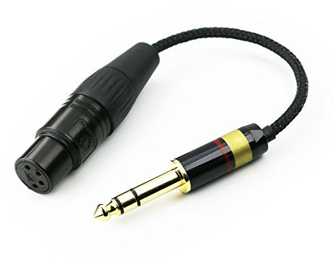 Ablet Cavo audio HiFi da maschio 6,35 mm a femmina XLR 4 pin, adattatore audio TRS placcato argento per cavo cuffie maschio XLR 4 pin