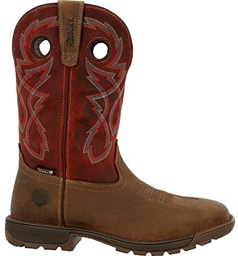 ROCKY Legacy 32 Steel Toe Waterproof Western Boot, Tan Red, Size 12(M)