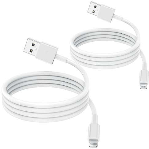 [2 Pack] 2m Câble Chargeur iPhone certifiés MFi Apple, Cordon de câble Apple Lightning vers USB 2 mètres pour iPhone 12/11/11Pro/11Max/ X/XS/XR/XS Max/8/7/6/5S/Se