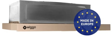 Wiggo Dunstabzugshaube 60cm WE-632R creme I Flachschirmhaube für Abluft oder Umluft Dunstabzug 300m³/h mit LED-Beleuchtung I Einbau-Dunstabzugshaube inkl. Fettfilter & 2× Kohlefilter