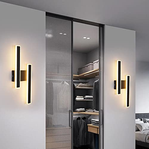 Comely Wandleuchte Innen Modern, 32W 3600LM Wandlampe LED Schwarz, Kreative Lange Parallele Wandleuchte LED für Wohnzimmer Schlafzimmer Flur Treppenhaus, Warmweiss|Kaltweiss|Neutralweiss