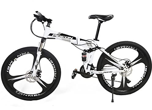 Hopfällbar cykel mountainbike vuxen hopfällbar cykel 21–30 växlar cyklar herrcykel & damcykel lämplig från 160–180 cm kolstålram, vit/3/24 tum, 21