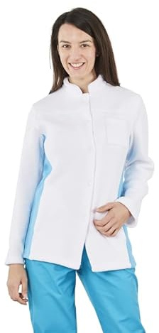 Passe couloire médicale Veste Polaire infirmière Aide soingante et Aide à Domicile Blanc Turquoise T0