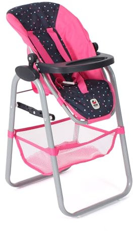 Bayer Chic 2000 - Puppenhochstuhl für Kinder von 3-8 Jahren, Hochstuhl für Puppen, Puppenmöbel, Puppenzubehör, Konfetti pink, 655-84