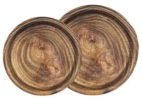 MaitianGuyou Lot de 40 assiettes en papier avec veinures de bois - Comprend 40 assiettes de 17,8 cm et 40 assiettes de 22,7 cm avec tranches en bois rustique jetables pour fête d'anniversaire de