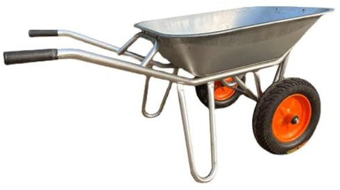 YHWKGZ Carretilla de Obra, Carretilla de Jardín de Jardín De Metal Grueso De Doble Rueda, Carro de Construcción/Agricultura, Fácil de Volcar, Adecuado for Jardín (Plata)