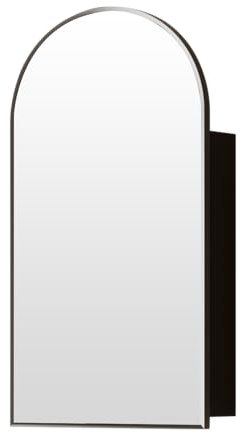 KEEPREAPER Spiegelschrank Bogen, Badezimmerschrank mit Spiegel Arched, Badschrank hängend mit 3 Glas Einlegeböden für Badezimmer modern,50x12x90cm, Schwarz