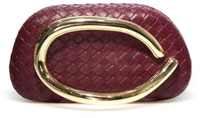 Borsa da sera da donna Borsa da sera Unica Borsa alla moda per le donne 2025 Borsa in pelle vegana Scatola di frizione acrilica, Bordeaux intrecciato