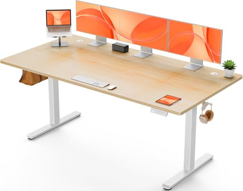 ErGear Eljusterbart Ståbord 160 x 80 cm, Stå-Sitt Bord med 4 Minnesfunktioner, Kontorsbord för Hemmet och Kontoret med Bjälklagsstomme