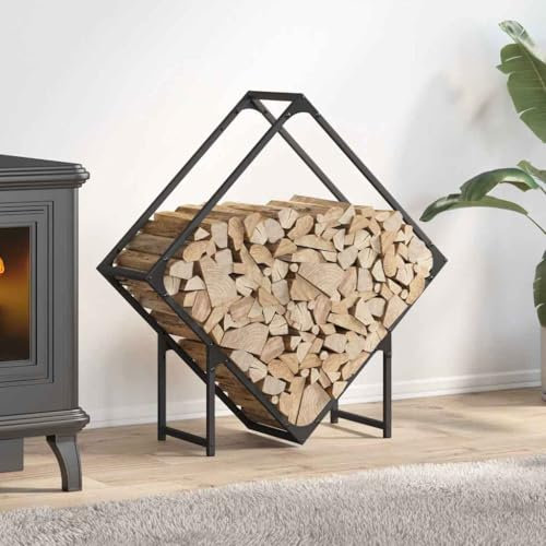 NQJIBUE Item-Firewood Rack Black 80x25x80 cm Cold-rolled steel,Fireplace & Wood Stove Accessories,Log Racks & Carriers