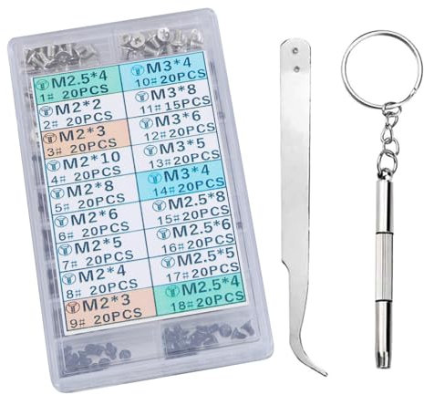 Juego de 335 tornillos generales para laptop, juego de tornillos para discos duros con caja de almacenamiento para discos duros